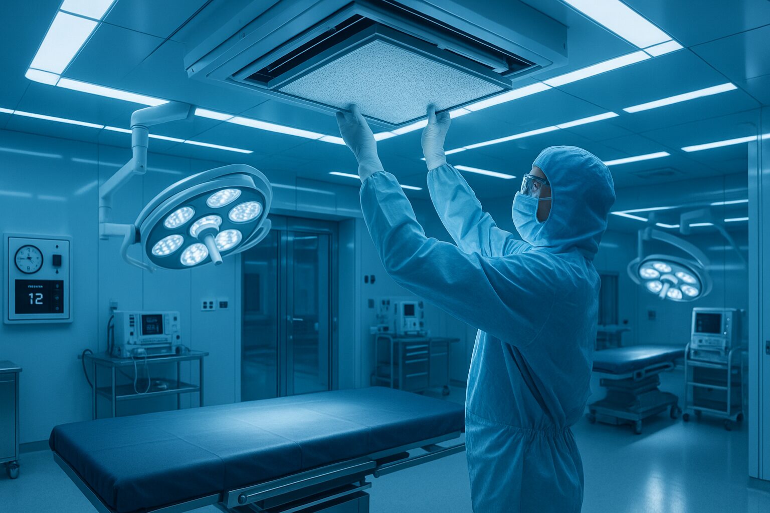 HEPA filter installation in an operation theatre for infection control