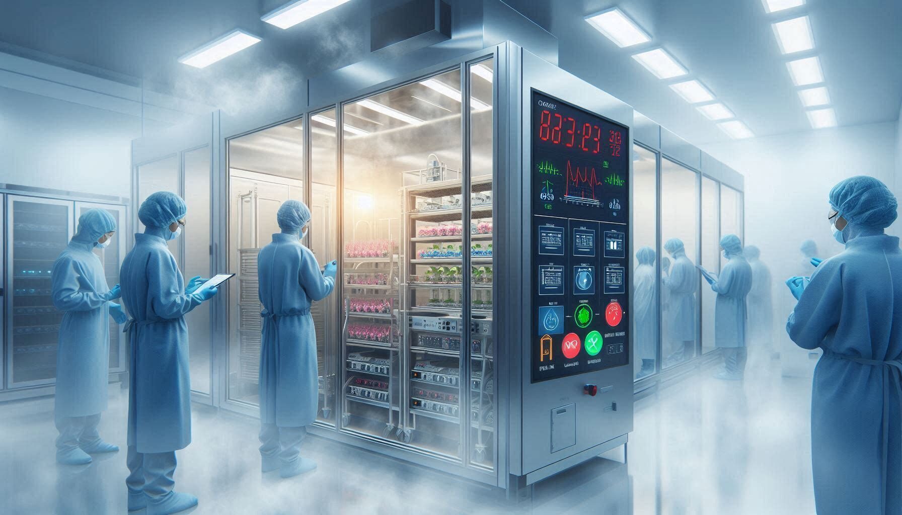 Graph showing optimal temperature and humidity ranges for maintaining a controlled cleanroom environment.