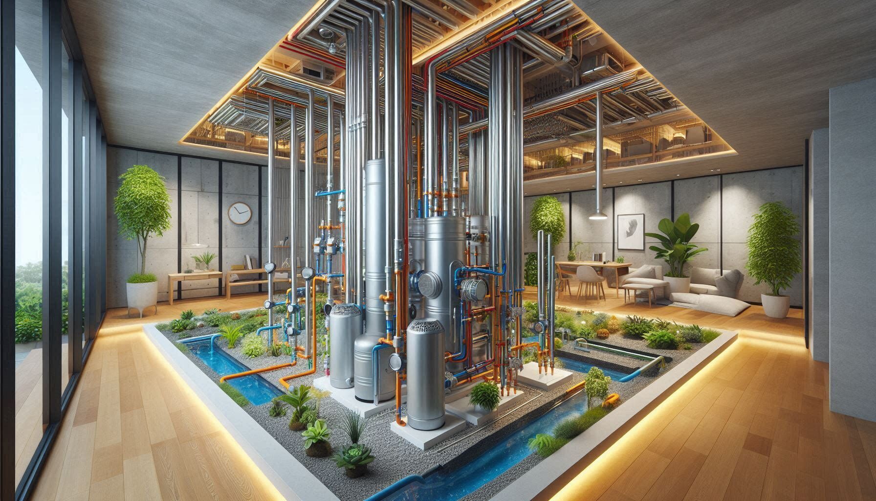 Illustration of Geothermal HVAC System