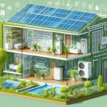 Illustration of sustainable HVAC system in a green building.