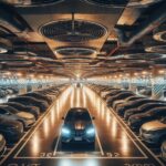 Basement ventilation system installation with ductwork and exhaust fan.