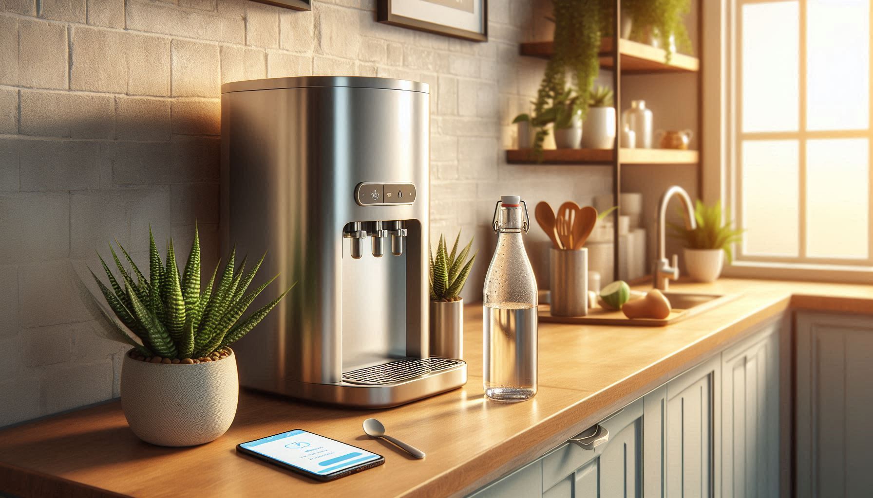 A modern water cooler with dual temperature settings